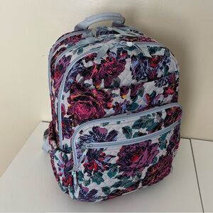 Vera Bradley Cotton XL Campus Travel Floral Quilted Backpack Neon Bloom Pattern
